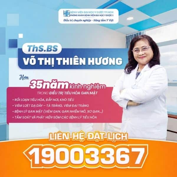 ThS.BS Võ Thị Thiên Hương - Hơn 35 năm kinh nghiệm điều trị bệnh Tiêu hóa, Gan và Viêm gan