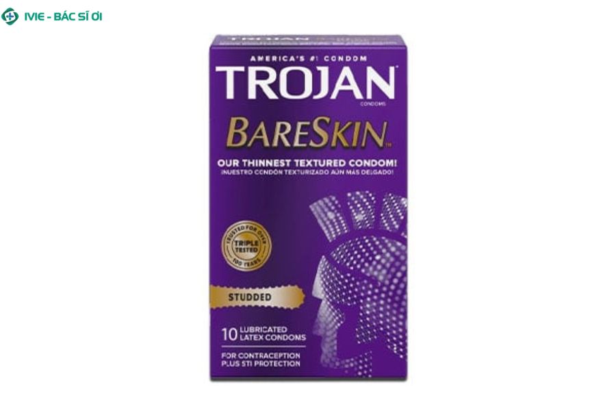 Bao cao su Trojan Studded Bareskin tăng kích thích, tăng cảm giác