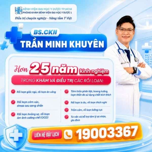 Bác sĩ CKII Trần Minh Khuyên có hơn 25 năm kinh nghiệm trong lĩnh vực tâm thần kinh và tâm lý trị liệu