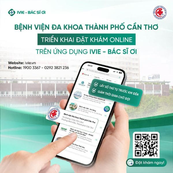 Thao tác đặt lịch khám chọn Bác sĩ Bệnh viện Đa khoa Thành phố Cần Thơ đơn giản và nhanh chóng trên ứng dụng IVIE - Bác sĩ ơi