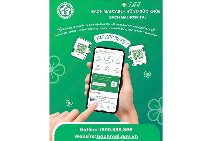 Giao diện hiện đại của ứng dụng Bạch Mai Care giúp người bệnh dễ dàng thao tác