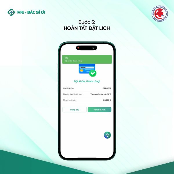 Bước 5: Hoàn tất quy trình đặt khám