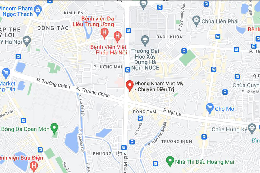 Bản đồ hiển thị vị trí cơ sở 1 của phòng khám Việt Mỹ Clinic