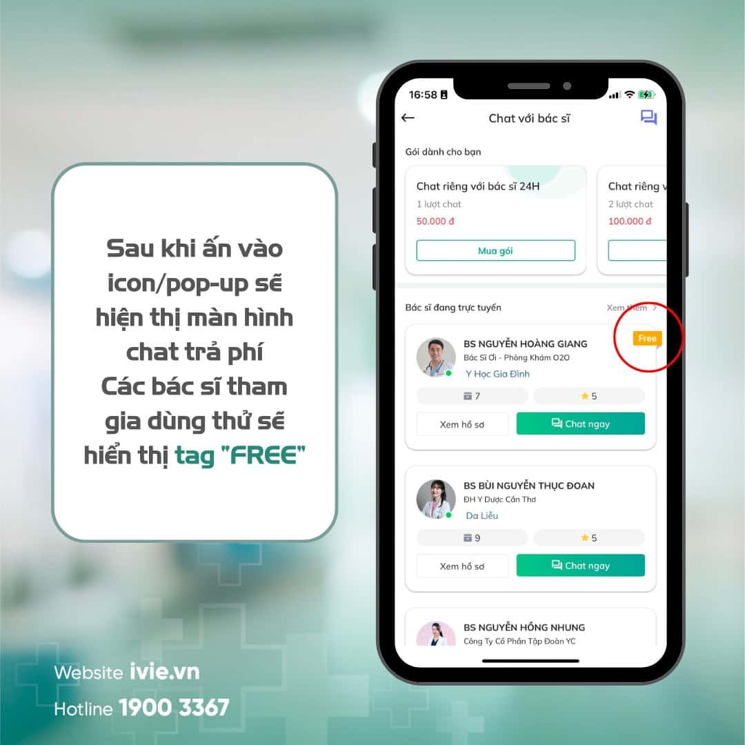 Miễn phí chat riêng với bác sĩ trên IVIE - Bác sĩ ơi