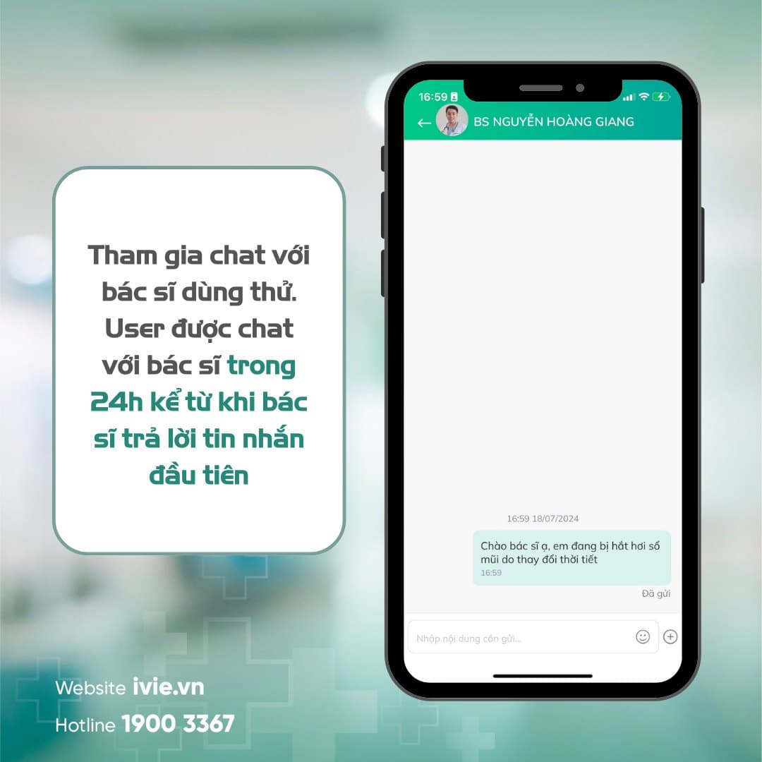 Miễn phí chat riêng với bác sĩ trên IVIE - Bác sĩ ơi
