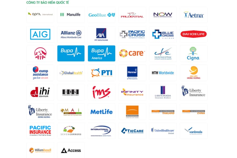 Các đối tác thanh toán trực tiếp tại bảo hiểm bệnh viện FV