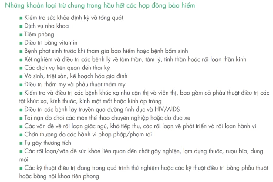 Những khoản loại trừ chung trong hầu hết các hợp đồng bảo hiểm