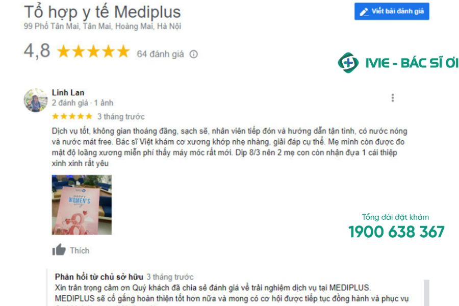 Đánh giá của khách hàng Linh Lan về dịch vụ khám tại MEDIPLUS