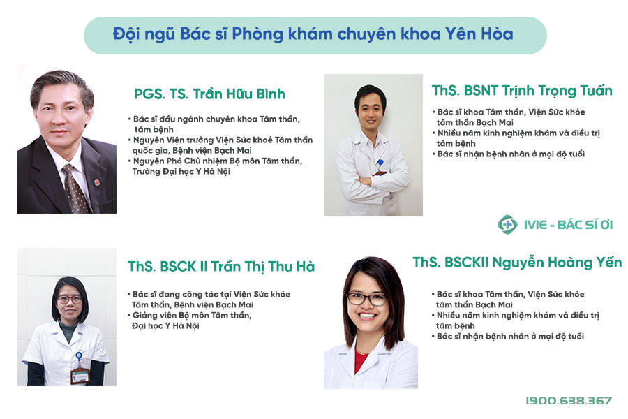Danh sách bác sĩ khám tâm lý, sức khỏe tâm thần tại phòng khám Yên Hòa