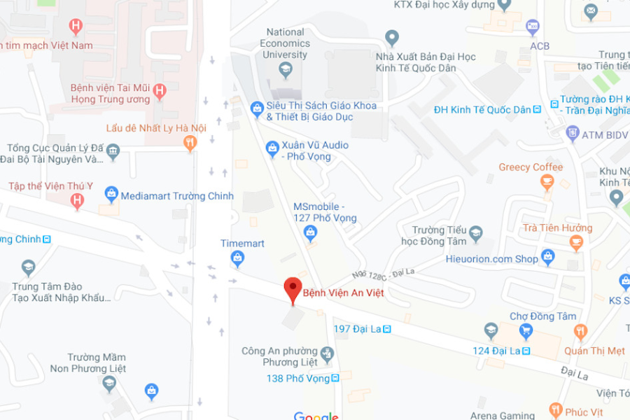 Bệnh viện An Việt cách ngã tư Vọng khoảng 100m về phía Đại La 