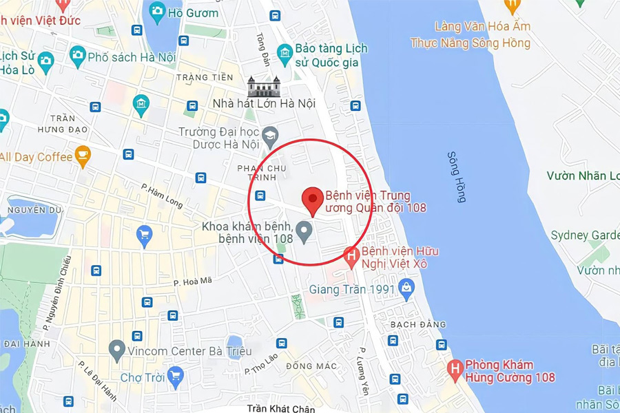 Địa chỉ Bệnh viện Trung ương Quân Đội 108 trên google map