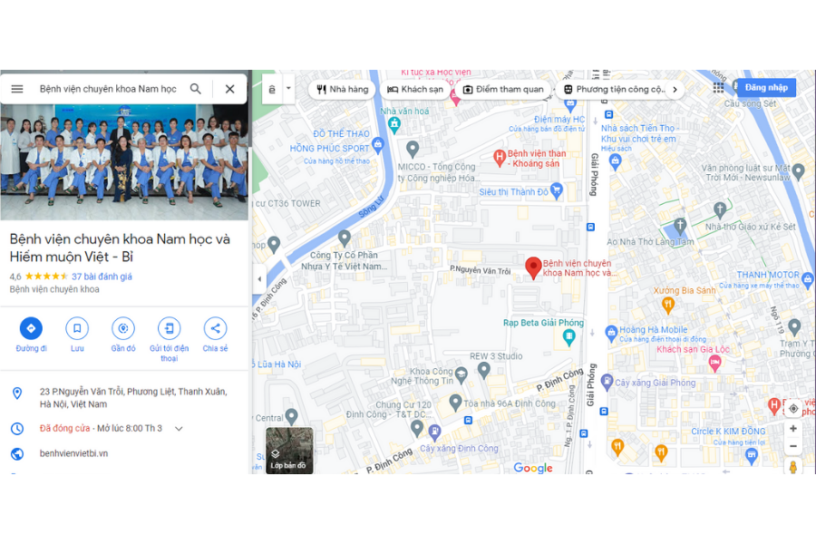 Hình ảnh vị trí Bệnh viện Việt - Bỉ trên google map