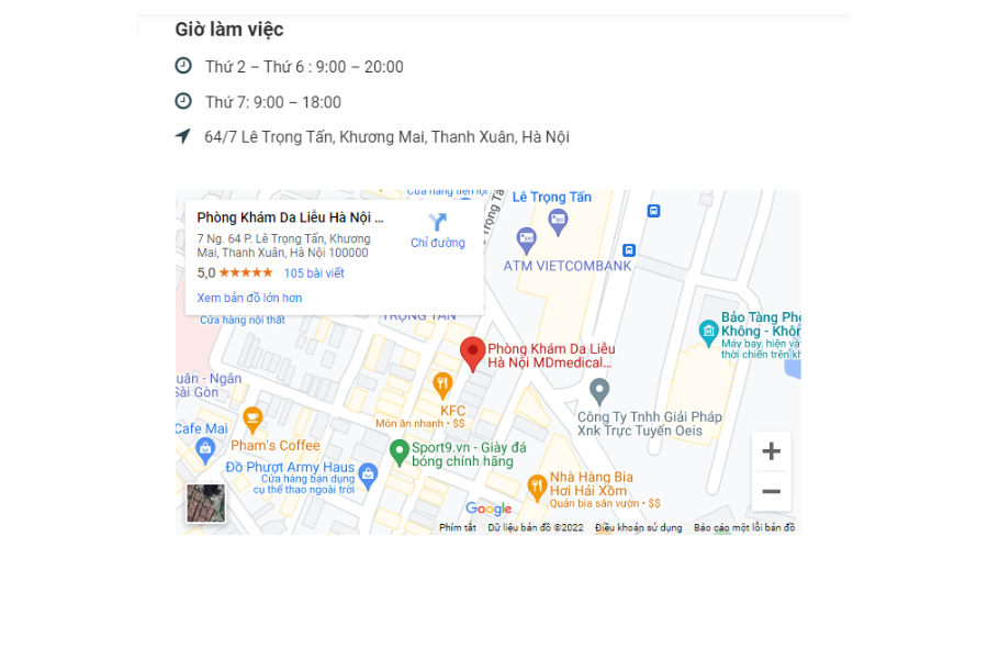 Địa chỉ phòng khám trên Google Maps