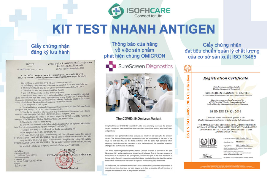 Giấy chứng nhận Kit test nhanh Antigen
