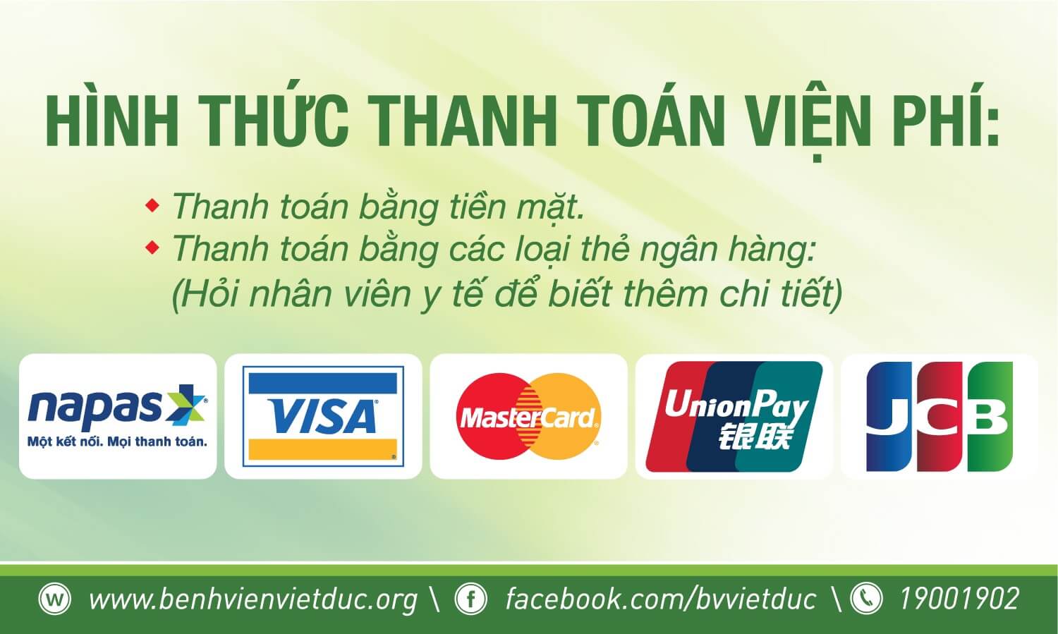 Các hình thức thanh toán viện phí tại BV Việt Đức