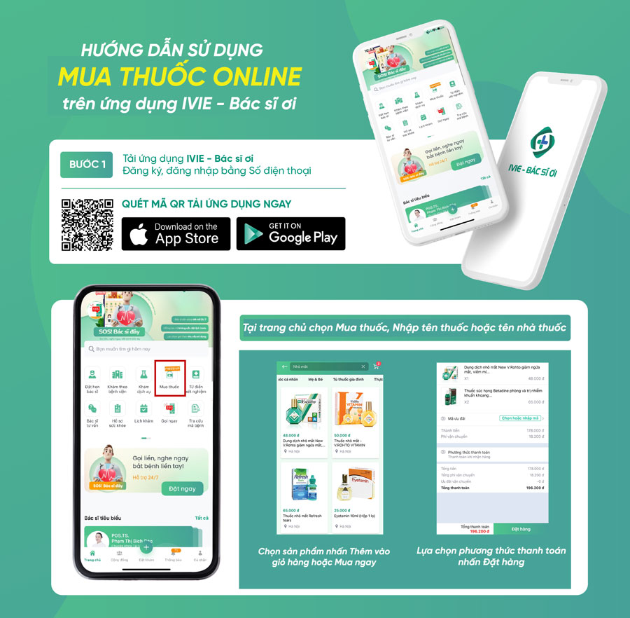 Hướng dẫn mua thuốc online trên ứng dụng IVIE - Bác sĩ ơi