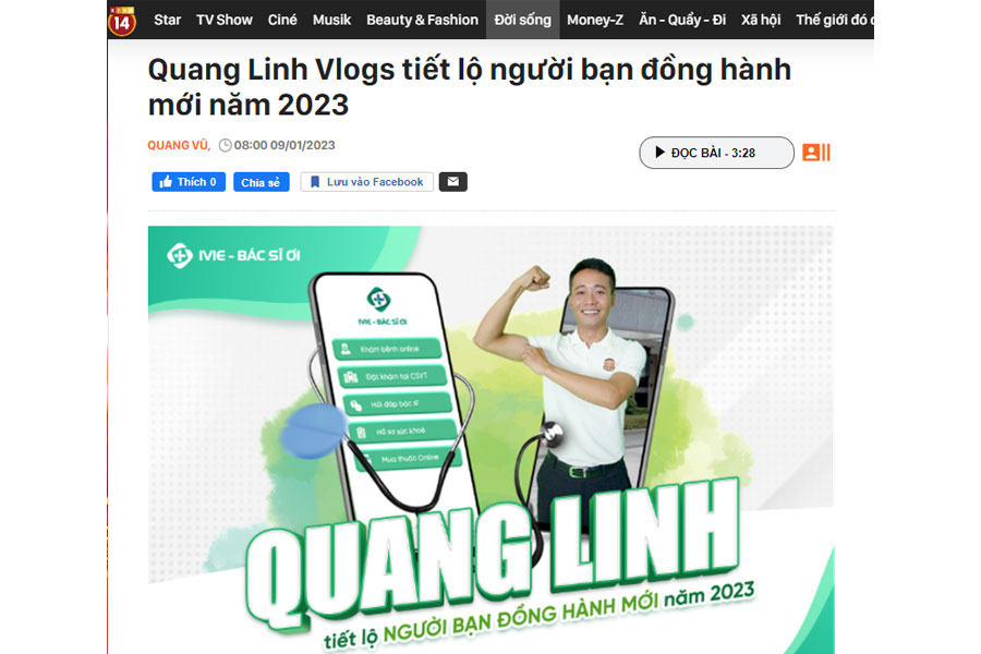 Kênh 14 đưa tin về IVIE - Bác sĩ ơi và team Quang Linh