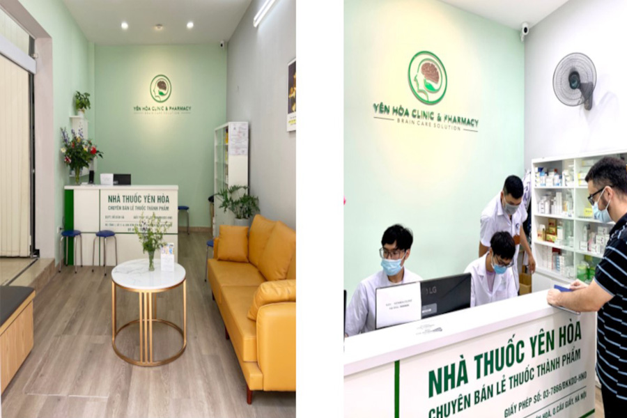 Khu vực nội thất phòng chờ bên trong và nhà thuốc Phòng khám