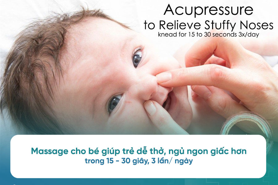 Day huyệt nghinh hương giúp trẻ sơ sinh bị sổ mũi cảm thấy dễ chịu hơn