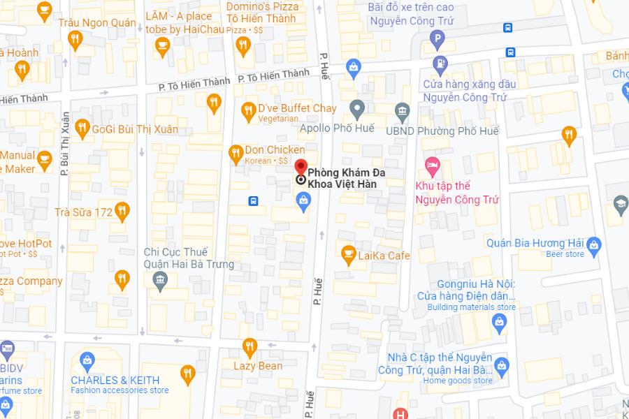 Bản đồ đường đi Phòng khám đa khoa Việt Hàn