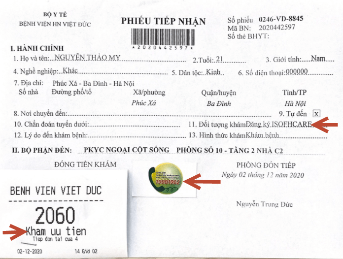 Khám bệnh tại khu khám bệnh TYC C4 BV Việt Đức qua iSofHcare