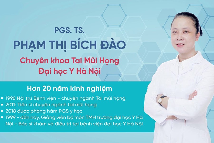 PGS.TS.BS Phạm Thị Bích Đào có 26 năm kinh nghiệm khám, điều trị về Tai mũi họng