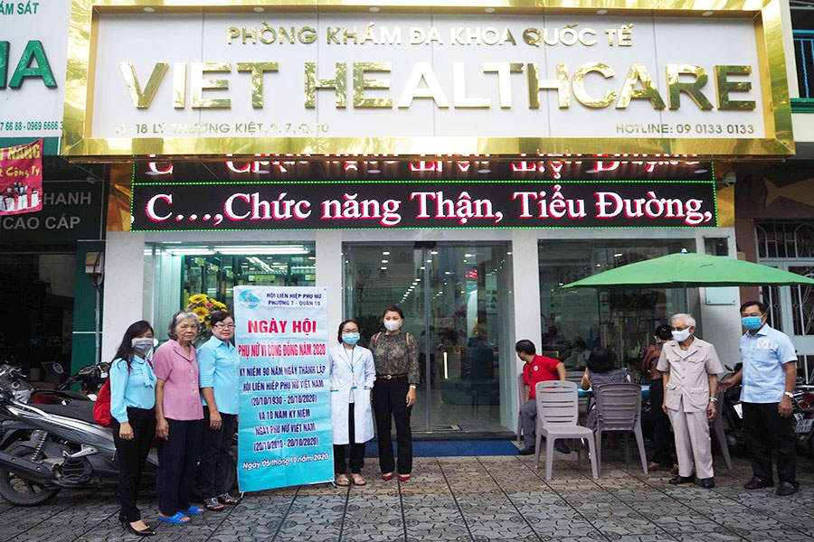 Phòng khám đa khoa Quốc tế Việt HealthCare tọa lạc tại khu sầm uất trên đường Lý Thường Kiệt, quận 10