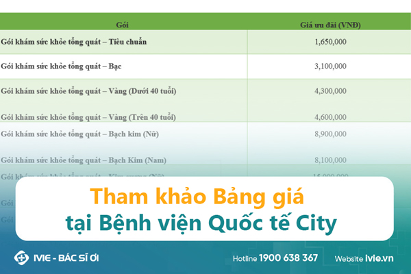 Tham khảo Bảng giá tại Bệnh viện Quốc tế City