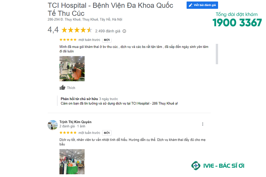 Review tích cực của khách hàng tại bệnh viện Thu Cúc