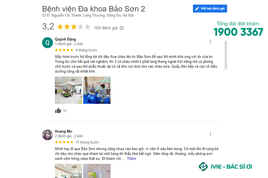 Review tích cực của khách hàng tại Bệnh viện Bảo Sơn 2