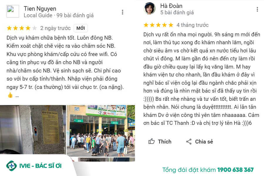 Bạn Tiên Nguyễn và Hà Đoàn có những đánh giá tích cực về bệnh viện Việt Đức
