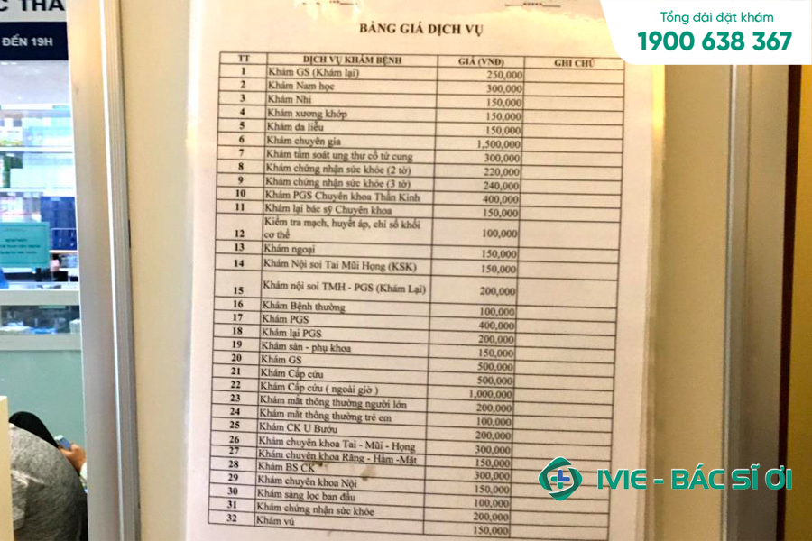Bảng giá chi tiết các dịch vụ tại bệnh viện An Việt