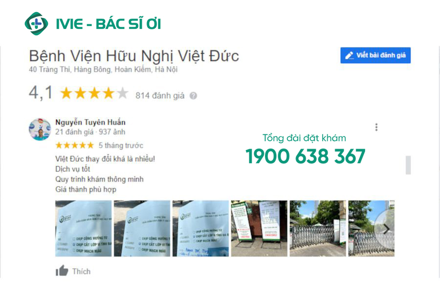 Đánh giá của bệnh nhân khi thăm khám tại bệnh viện Hữu Nghị Việt Đức