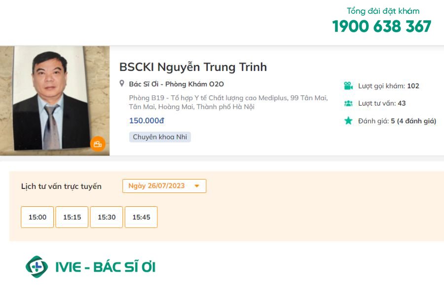 Bác sĩ khám nhi online Nguyễn Trung Trinh