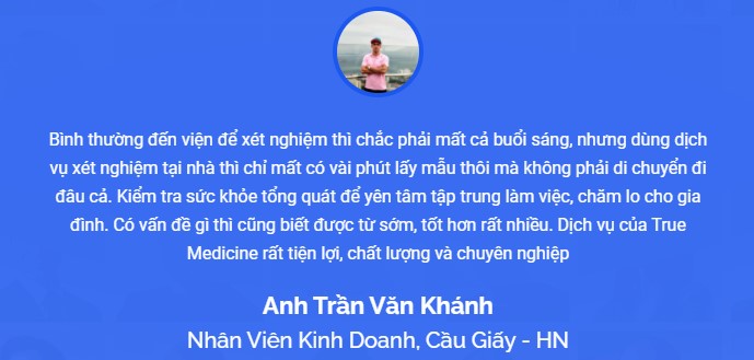 Trung tâm xét nghiệm True Medicine đánh giá từ người bệnh