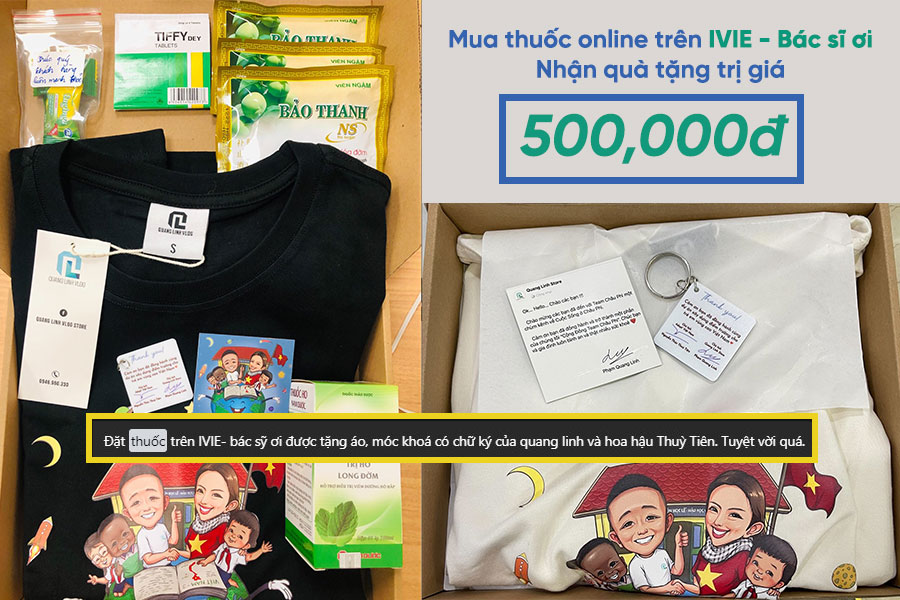 Tặng áo Quang Linh khi mua thuốc online trên ứng dụng IVIE - Bác sĩ ơi