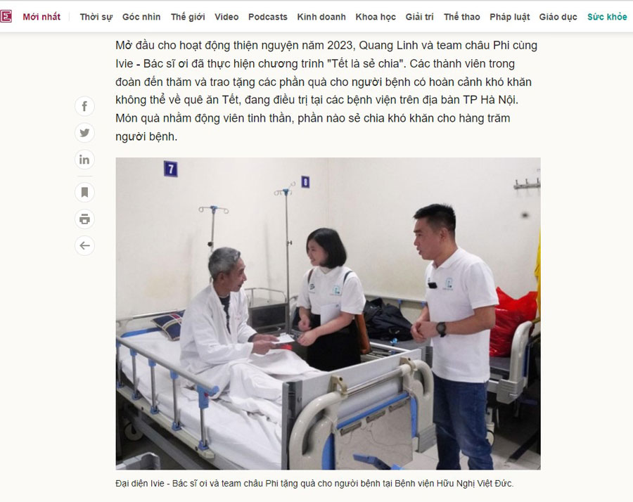 Vnexpress đưa tin về hành trình thiện nguyện của IVIE - Bác sĩ ơi và team Quang Linh