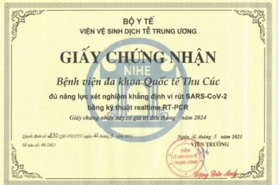 Giấy chứng nhận được Bộ Y Tế cấp