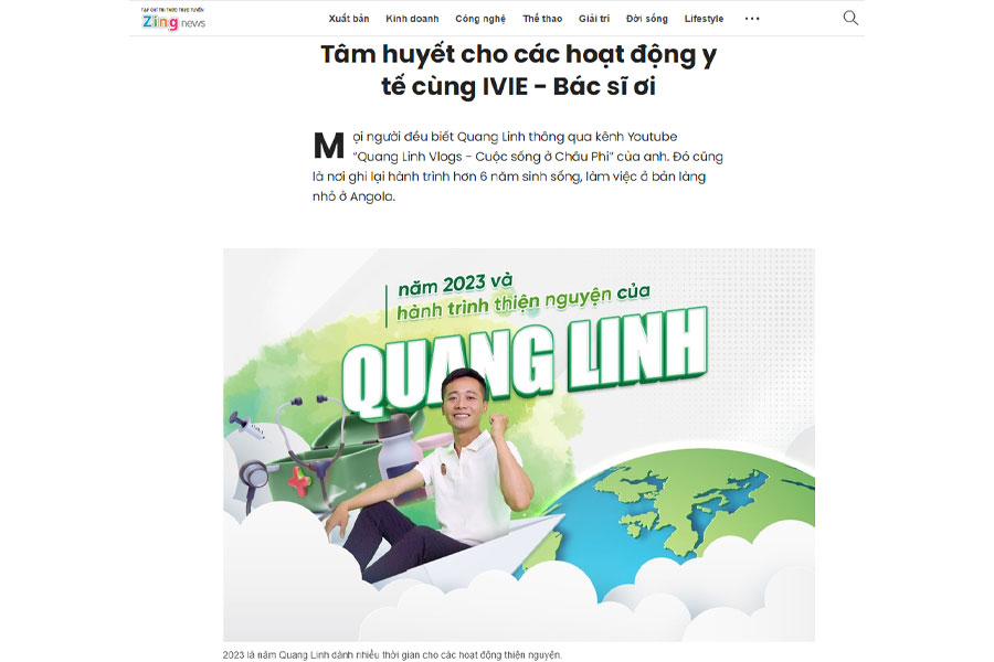 Zing đưa tin về hoạt động năm 2023 của Quang Linh và IVIE - Bác sĩ ơi