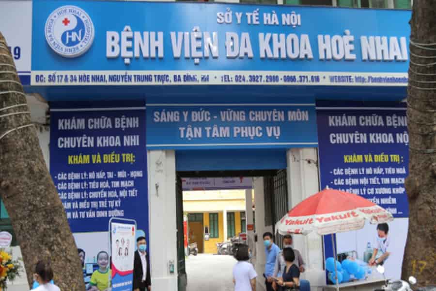 Đây là Bệnh viện Đa khoa Hòe Nhai, một cơ sở y tế tuyến thành phố hạng II tại Hà Nội